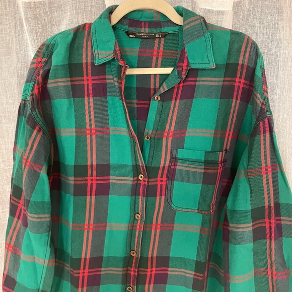 Zara Green & Red Plaid Top - Picture 3 of 5